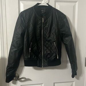 Women’s Quilted Look Faux Leather Jacket